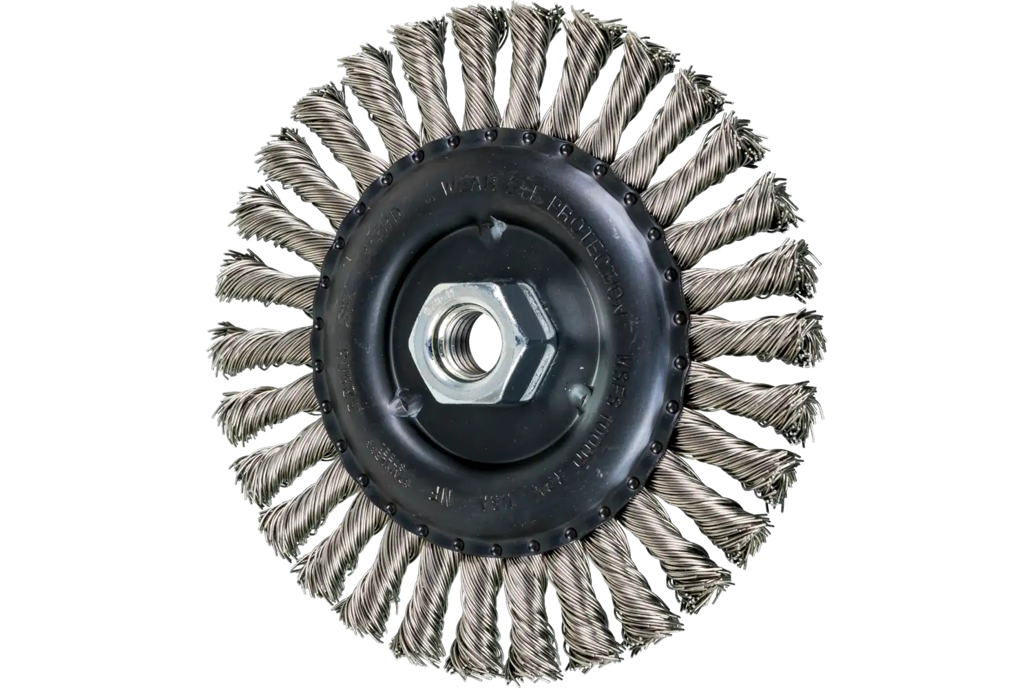 Picture of Pferd Standard Twist Knot Wire Wheel Brush 6" Dia. .023 Stainless Steel 5/8-11 Thread